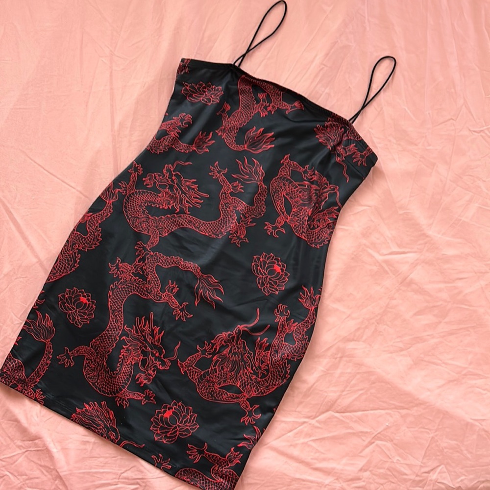 SheIn red dragon dress